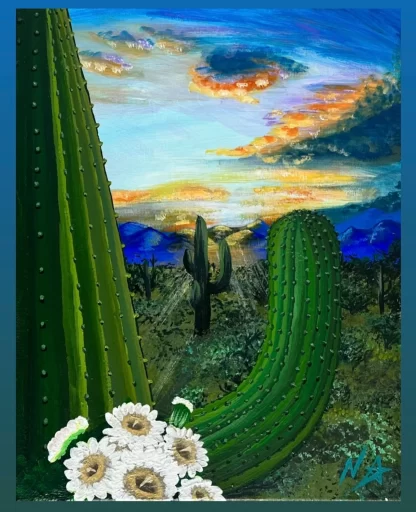 Desert Saguaros Sunset - Image 2